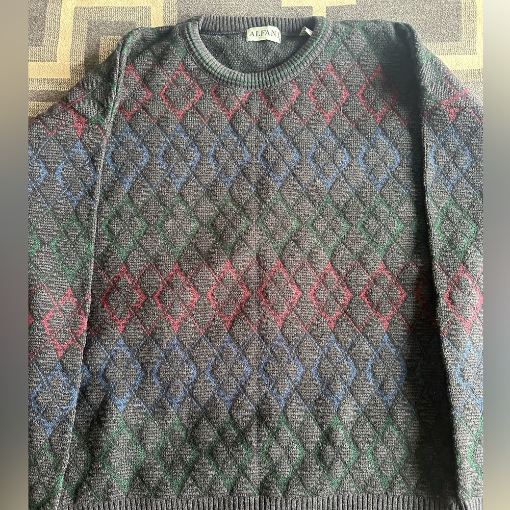 Alfani Wool Blend Sweater 80’s Pattern Made in Italy